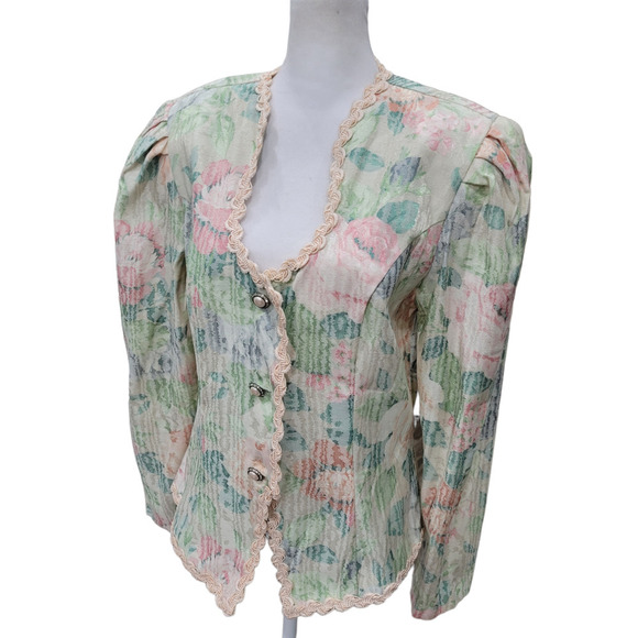 Vintage Nah Nah Collections Women's Floral Print Blazer Jacket Size 11/12 - Picture 2 of 10